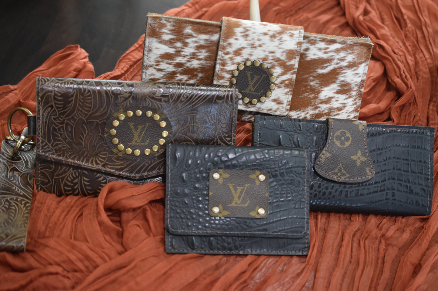 Red cowhide wallet large